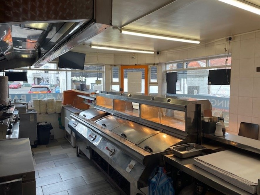Inside view of the fish and chip shop commercial portion