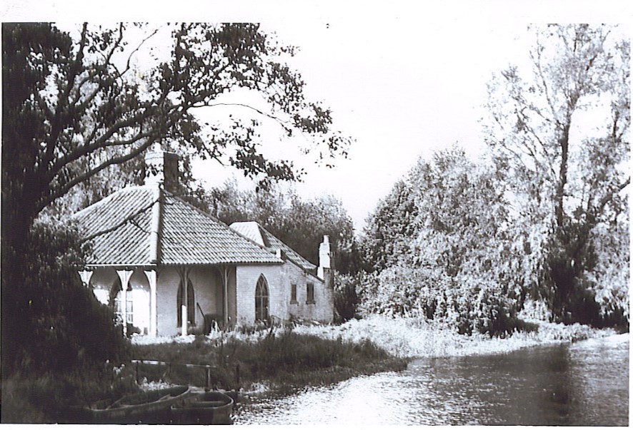 Black and white historic photograph of the property