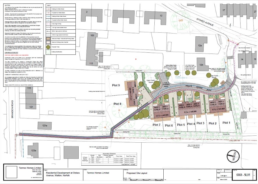 Development site Stokes Avenue, Watton, Thetford, Norfolk IP25 6LP